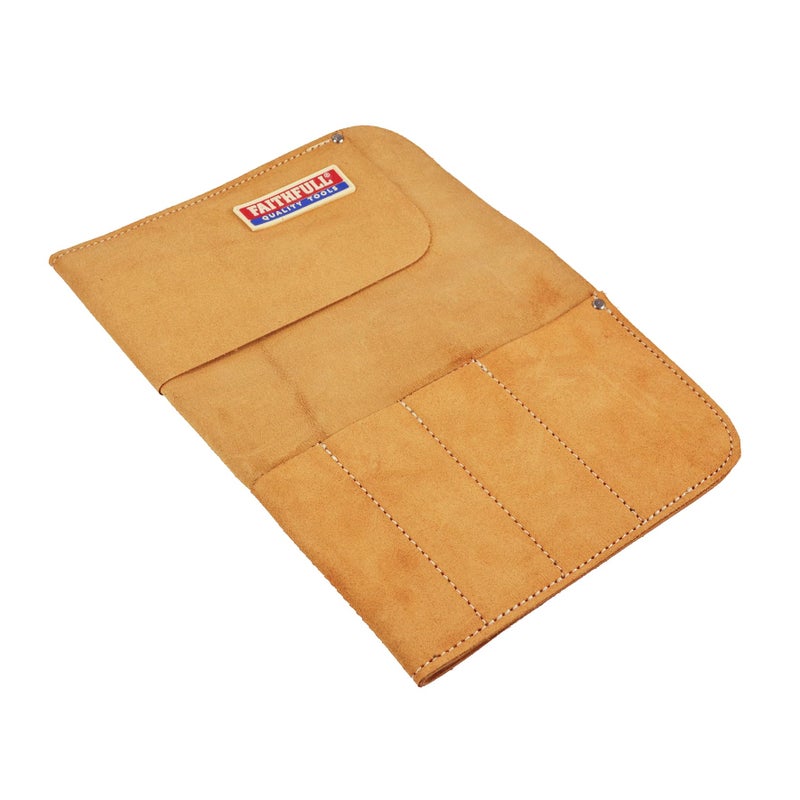 Faithfull Suede Leather Chisel Roll - 8 Pocket, Water Resistant & Compact Tool Organizer - Tan - Image 4
